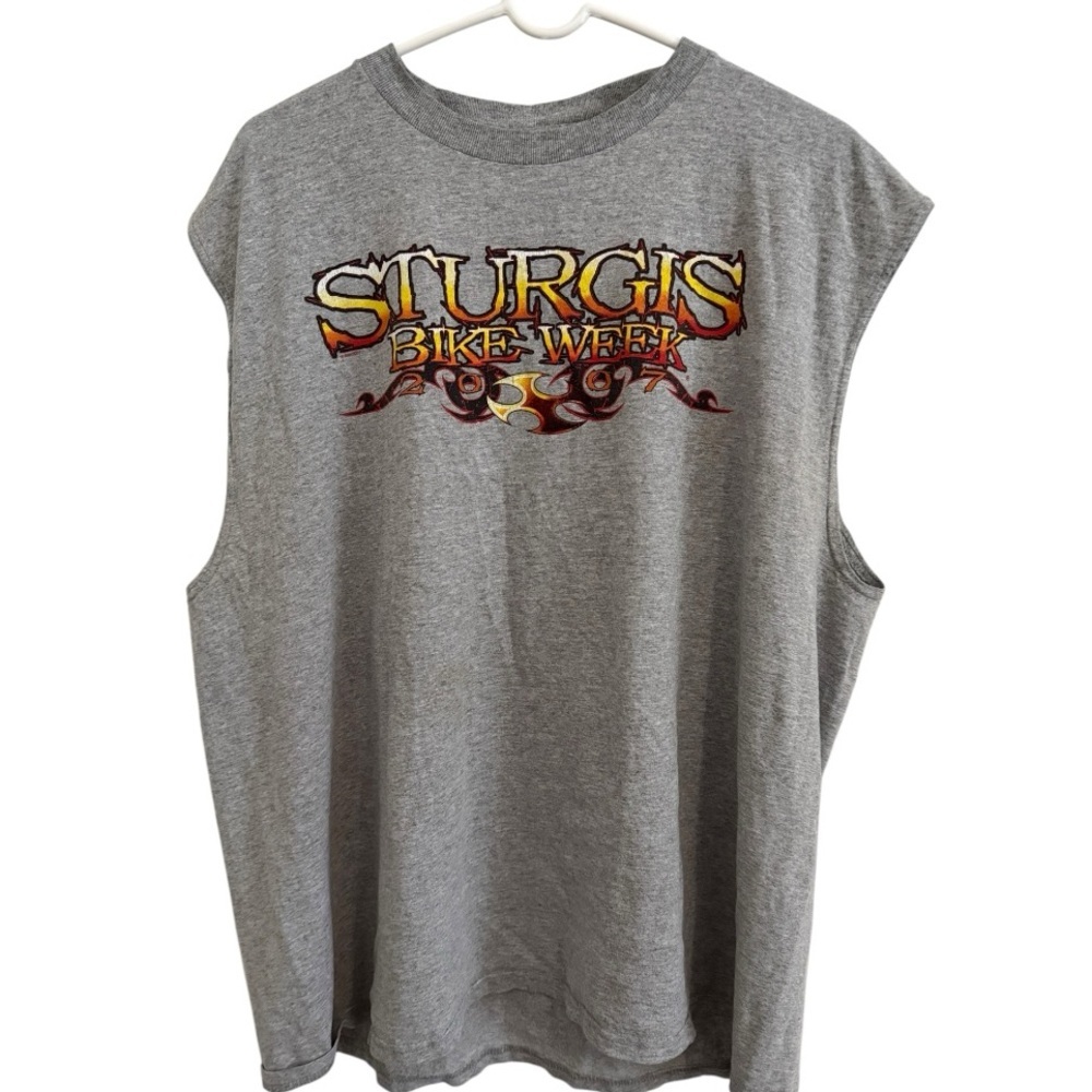 Delta Sturgis Bike Week 2007 Graphic Tank Top Motorcycle Biker Tee Gray 2XL XXL